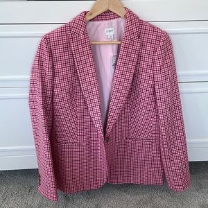 NWT J Crew Pink/Plum Houndstooth Blazer Size 10